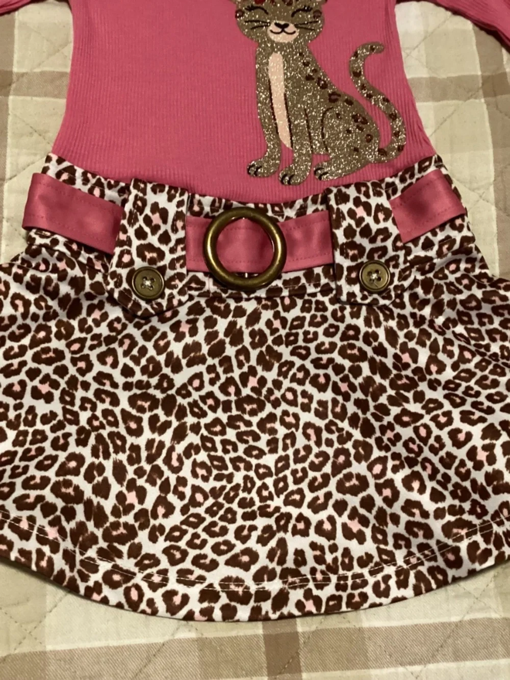 Zunie Kids' Leopard Print Contrast Dress (Toddler Kid) 2T